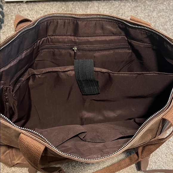 Brown Canvas Distressed Yoga Mat Duffle bag with Laptop Sleeve - Picture 6 of 8